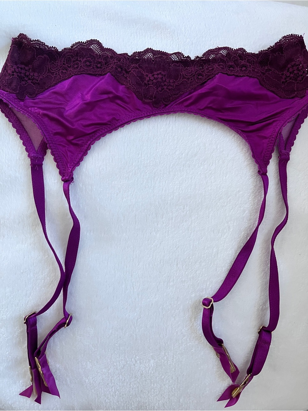 Victoria's Secret Deep Plum Lace Garter Belt Lace Trim XS Small